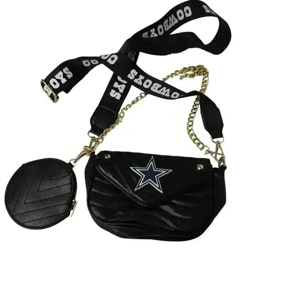 Dallas Cowboys Cuce Women’s Vegan Leather Quilted Blue Cross-body Clutch - Picture 1 of 16